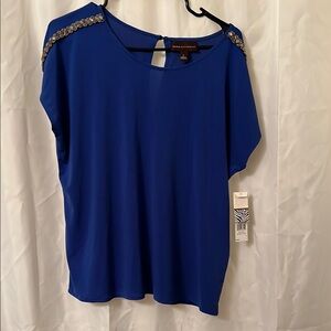 Dana Buchman Blue Embellished Blouse